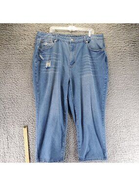 Shein Jeans Womens 4XL Blue Curve Stretch Distressed Denim Casual Plus Size